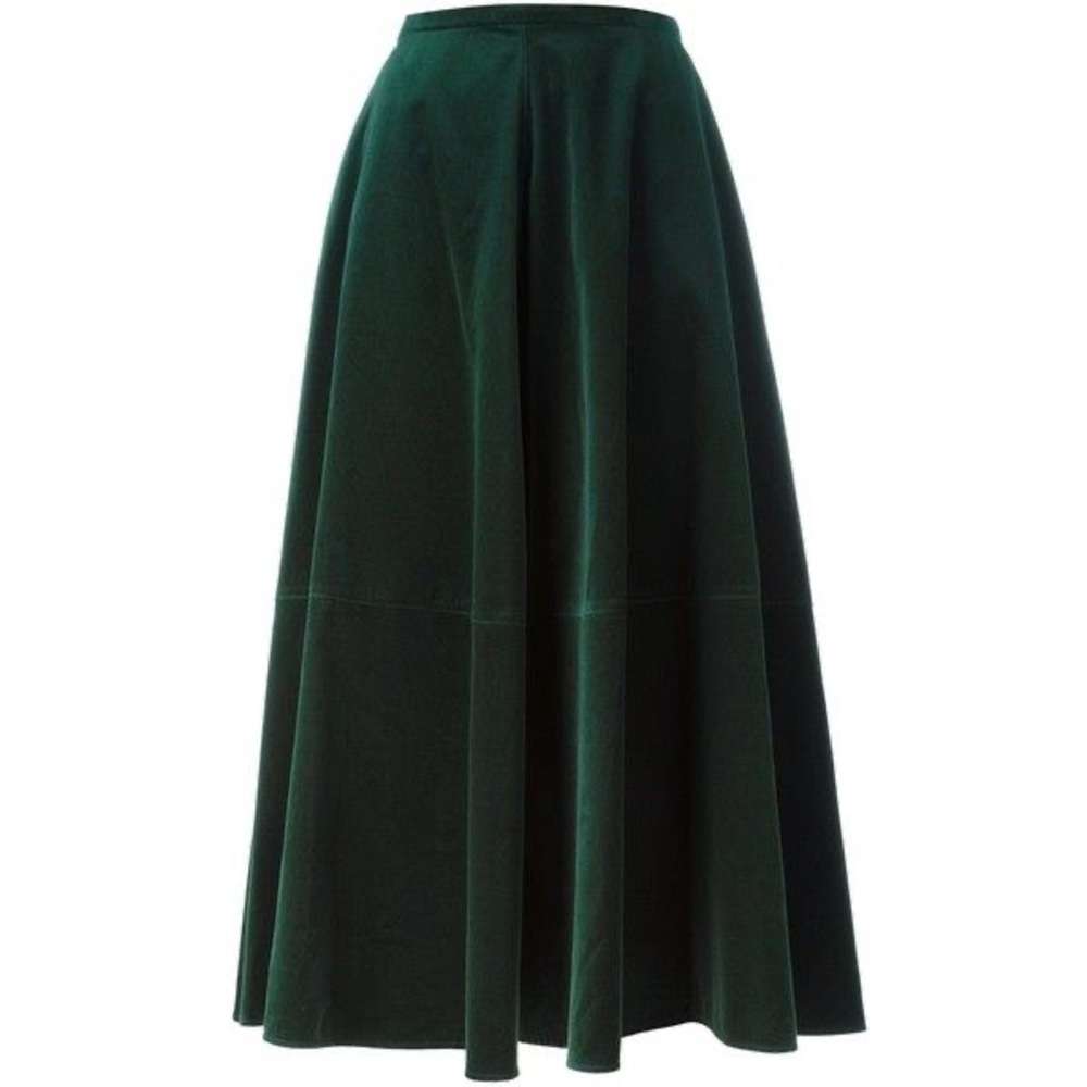 Maison Martin Margiela velvet Green Maxi A-Line Skirt